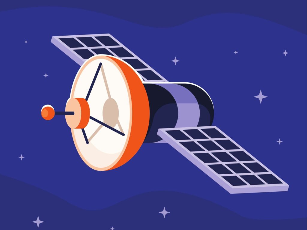 Space illustration as industrial enterprises are turning to hybrid satellite IoT networks to eliminate operational blind spots in terrestrial-only networks.