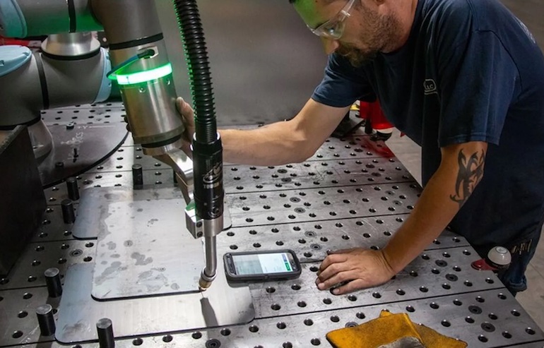 The keys to designing protected and shared cobot workspaces Force- and power-limited robots such as those from UR enable humans to work alongside robots for tasks such as welding, shown here.