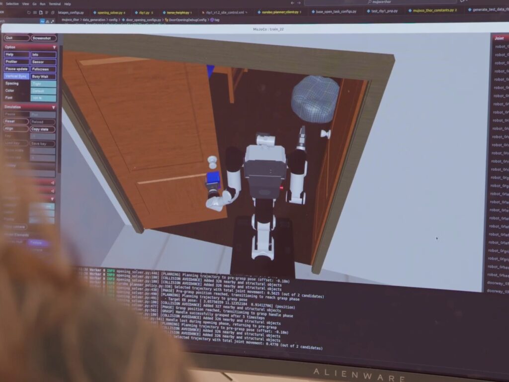 Software screenshot as virtual simulation data is driving the development of physical AI across corporate environments, led by initiatives like Ai2’s MolmoBot.