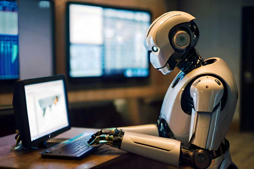 AI Cyberattackers Are Evolving at Breakneck Speed Robot, Office, Laptop