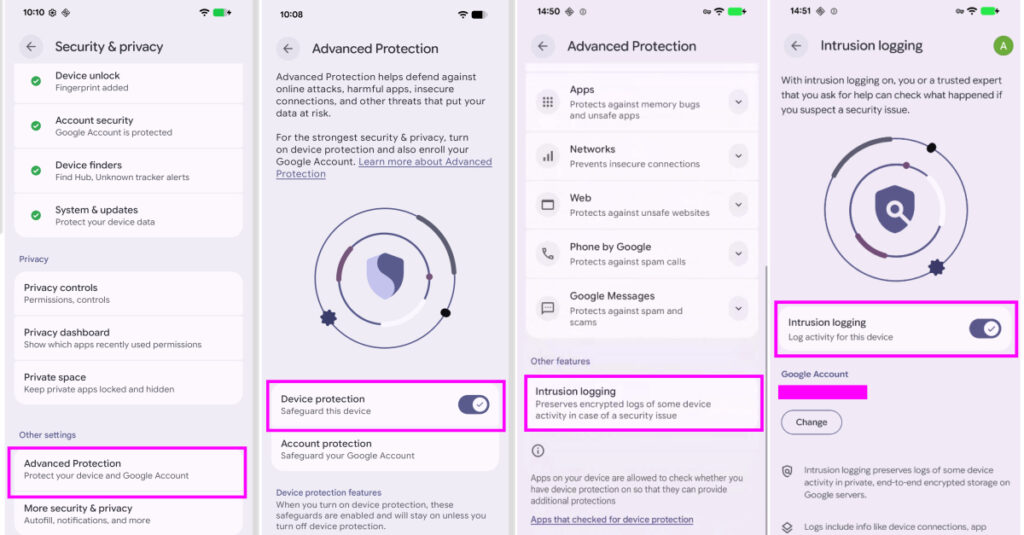 Android Adds Intrusion Logging