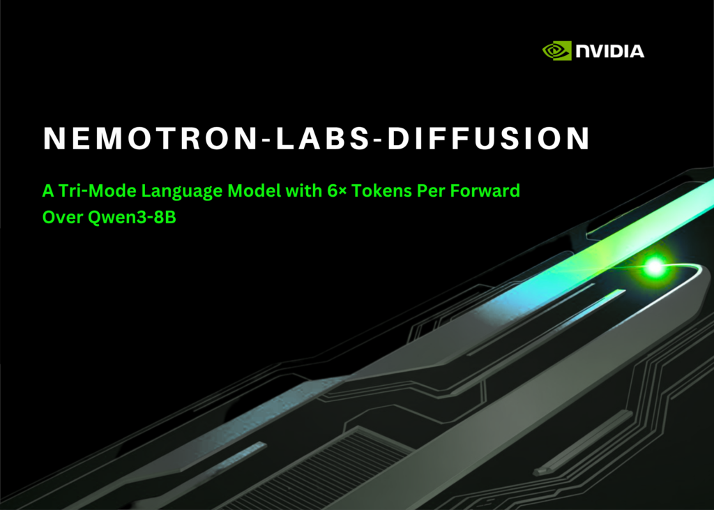 NVIDIA AI Releases Nemotron-Labs-Diffusion: A Tri-Mode Language Model with 6× Tokens Per Forward Over Qwen3-8B