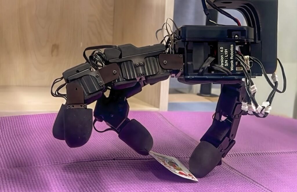 Demonstration by XELA Robotics, in collaboration with Waseda University, shows how a sensitive robotic nail can pick up a playing card autonomously, as a learned skill, following a human demonstration.