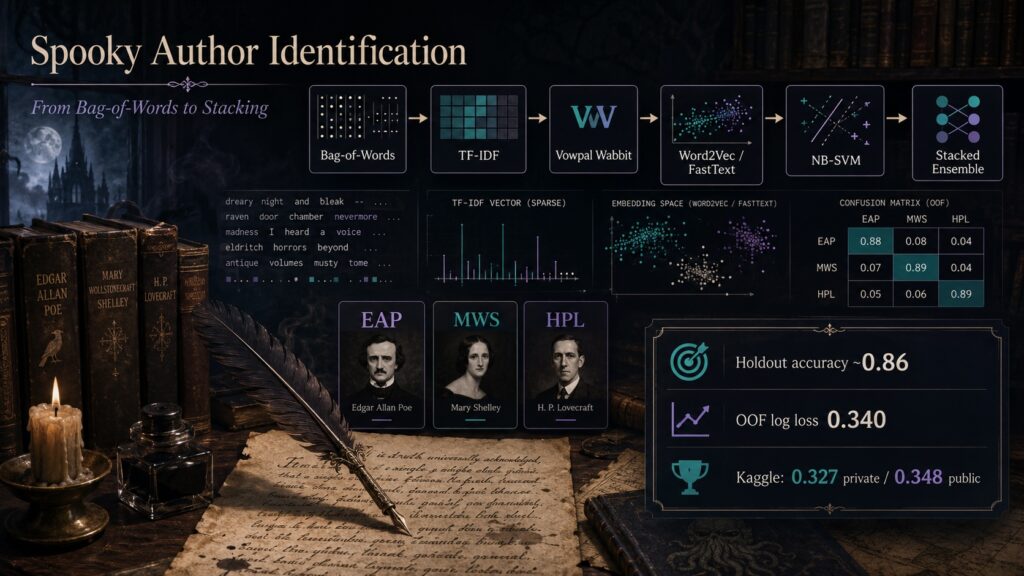 Bag of Words vs. Stacking: A Deep Dive into Classical NLP on Spooky Author Identification How Far Can Classical NLP Go? From Bag-of-Words to Stacking on Spooky Author Identification