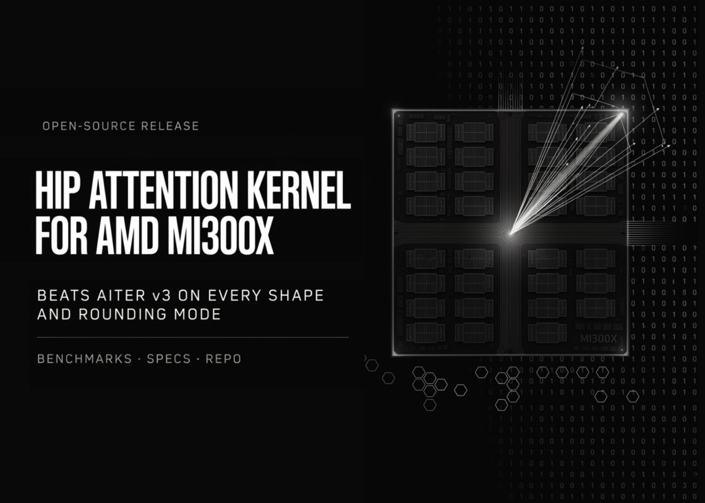MoonMath AI Open-Sources a HIP Attention Kernel for AMD MI300X That Beats AITER v3 on Every Shape and Rounding Mode MoonMath AI Open-Sources a HIP Attention Kernel for AMD MI300X That Beats AITER v3 on Every Shape and Rounding Mode