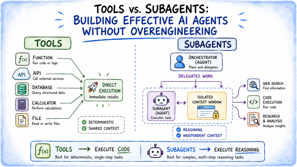 Build Bulletproof AI Agents Without the Engineering Bloat Tools vs. Subagents: Building Effective AI Agents Without Overengineering