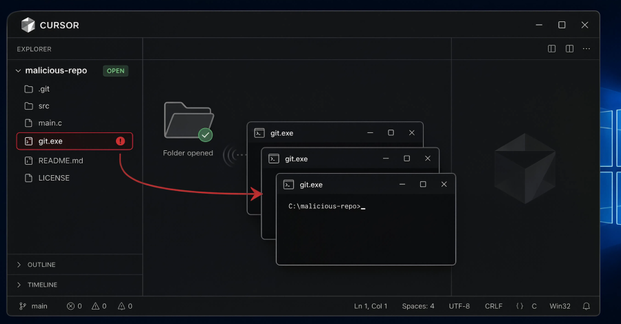 Cursor Saboteur: How Cloned Code Secrets Hijack Windows Systems Cursor Flaw Lets Malicious Cloned Repositories Trigger Windows Code Execution