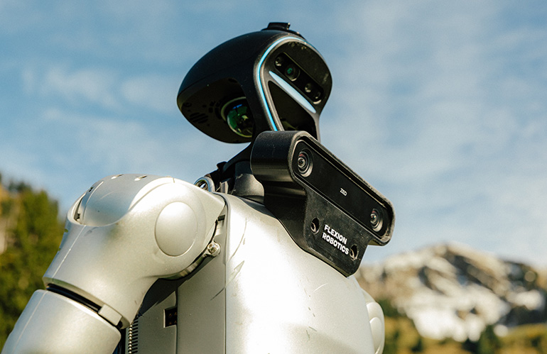 Escape the Teleoperation Trap: Revolutionizing Robotics Development A Flexion humanoid robot, trained in part with teleoperation. full autonomy stack includes a command layer, a motion layer, and a control layer.