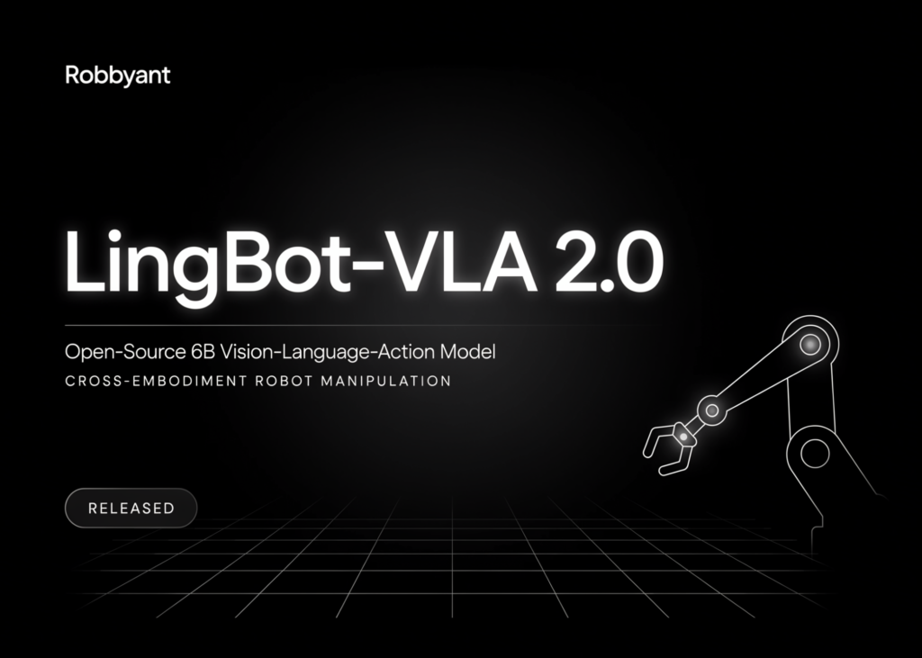 Robbyant Unveils LingBot-VLA 2.0: Open-Source 6B Vision-Language-Action Model for Cross-Embodiment Robot Control Robbyant Releases LingBot-VLA 2.0: An Open-Source 6B Vision-Language-Action (VLA) Model for Cross-Embodiment Robot Manipulation