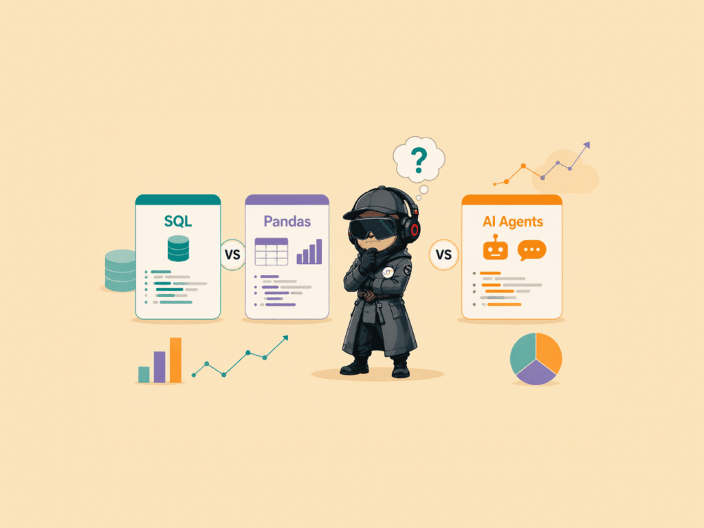 SQL vs Pandas vs AI Agents: The Ultimate Showdown in Data Analytics Showdown SQL vs Pandas vs AI Agents: Which Solves Analytics Problems Best?