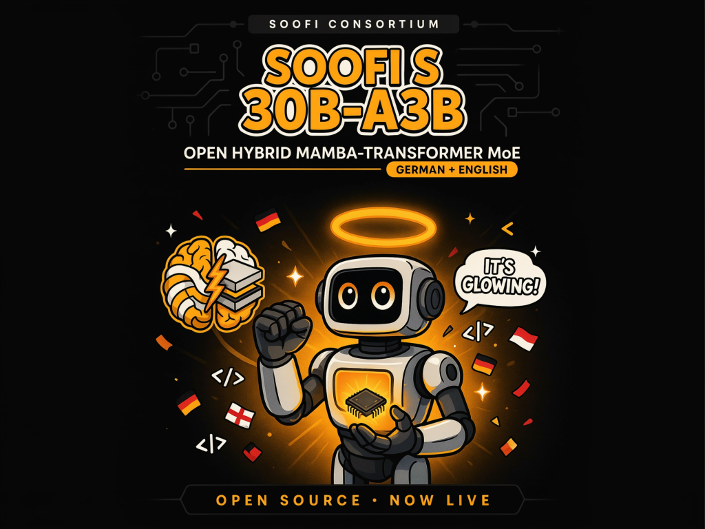 Soofi S 30B-A3B: The Open Hybrid Mamba-Transformer Revolutionizing German & English AI Soofi Consortium Releases Soofi S 30B-A3B: An Open Hybrid Mamba-Transformer MoE Foundation Model For German And English