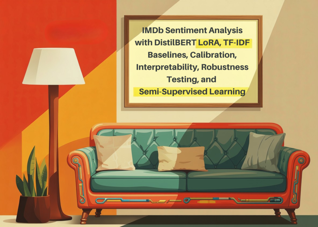 Beyond the Stars: Sentiment Analysis of IMDb Reviews with DistilBERT LoRA, Calibration, and Robust Learning IMDb Sentiment Analysis with DistilBERT LoRA, TF-IDF Baselines, Calibration, Interpretability, Robustness Testing, and Semi-Supervised Learning