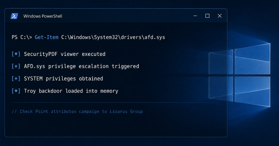 Lazarus Zero-Day Breach: Windows SYSTEM Takeover and Silent Backdoor Deployment Lazarus Exploits Windows Zero-Day to Gain SYSTEM Access and Deploy Backdoor