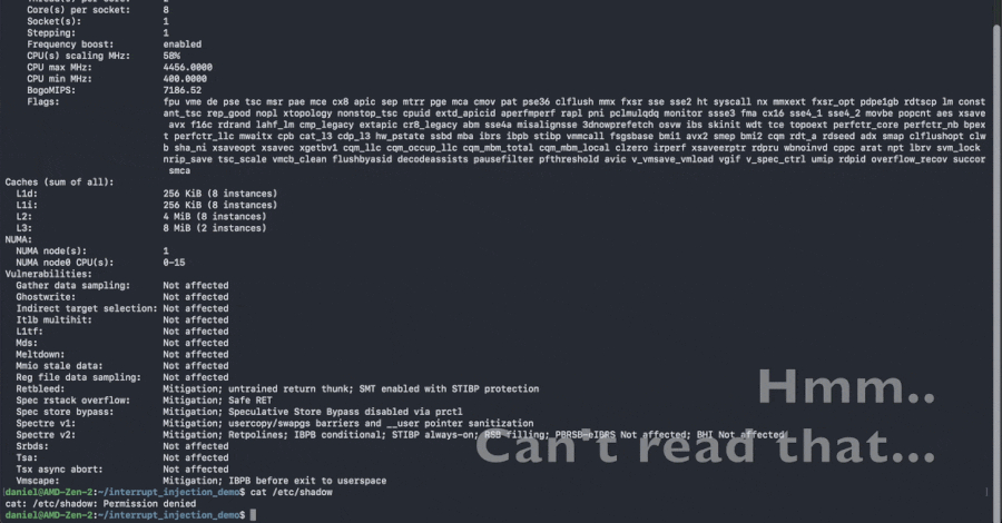 Bypassing Spectre v2: The New Interrupt Injection Threat Intel AMD CPUs Can’t Defend Against New Interrupt Injection Attack Can Bypass Spectre v2 Defenses on Intel and AMD CPUs
