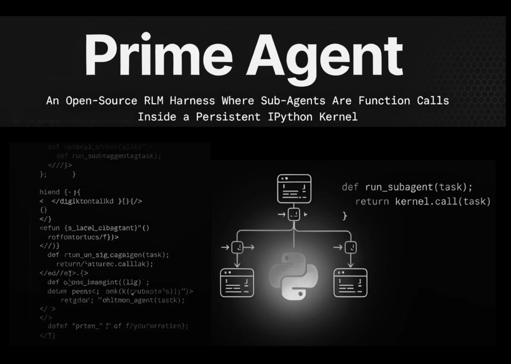Prime Intellect Unleashes Persistent Agentic Kernel: Open-Source RLM Powering Function-Calling Sub-Agents Inside IPython Prime Intellect Releases Prime Agent: An Open-Source RLM Harness Where Sub-Agents Are Function Calls Inside Persistent IPython Kernel