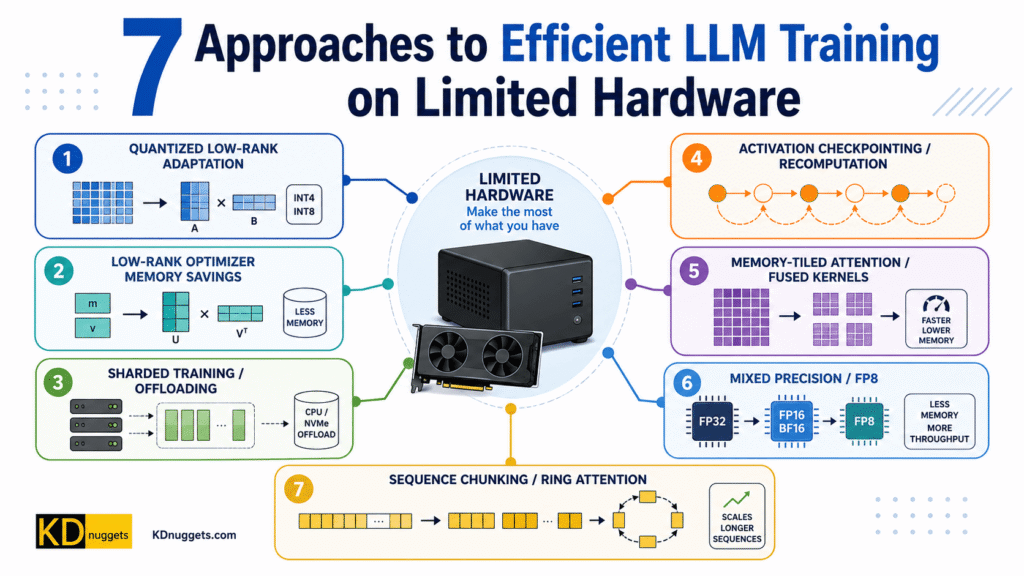 Big Models, Small Machines: 7 Proven Tactics for Efficient LLM Training on Limited Hardware 7 Approaches Efficient LLM Training Limited Hardware