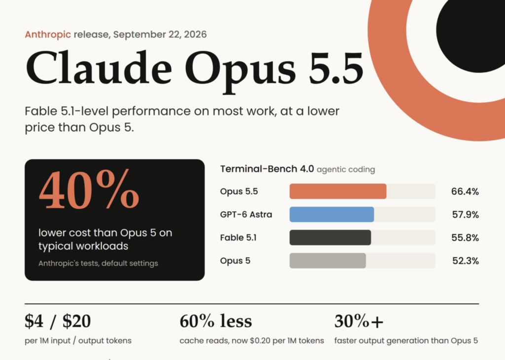 Claude Opus 5.5 Is Here: Fable 5.1 Power at 40% Less Cost Anthropic Releases Claude Opus 5.5: Fable 5.1-Level Performance at 40% Lower Running Cost Than Opus 5