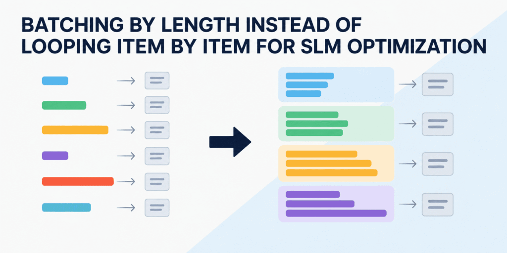 Batching by Length Instead of Looping Item by Item for SLM Optimization