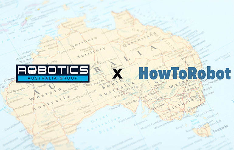 Powering the Future: HowToRobot and Robotics Australia Launch Joint Platform to Accelerate Robot Adoption Robotics Australia Group and HowToRobot logos over a map of Australia.