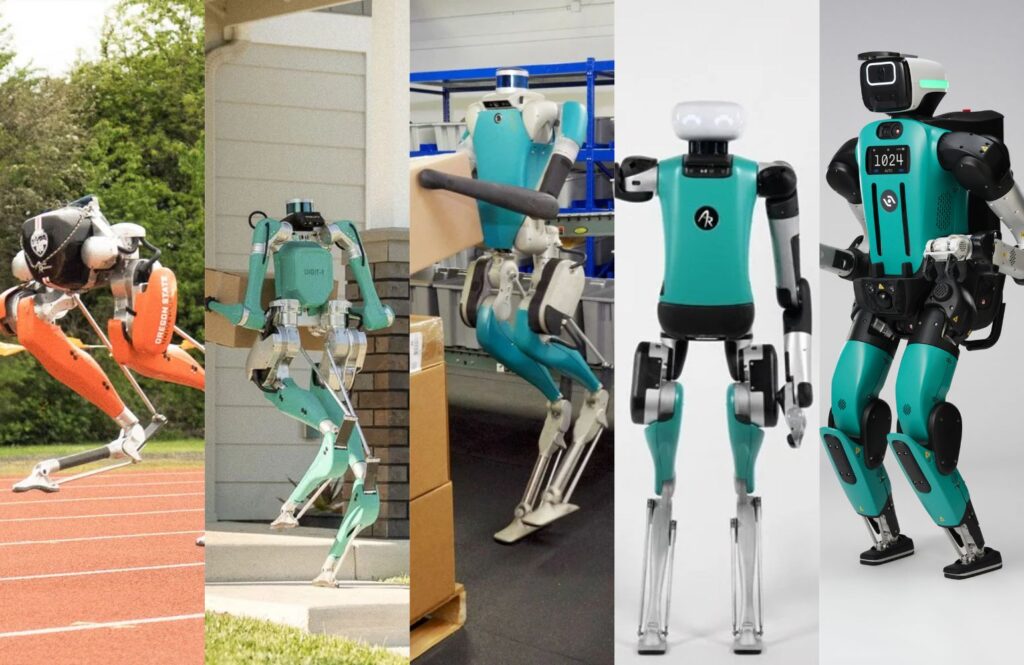 From Cassie to Digit 5: How Agility Robotics Redefined the Future of Humanoid Robots From left to right, Cassie, and Digit through the years.