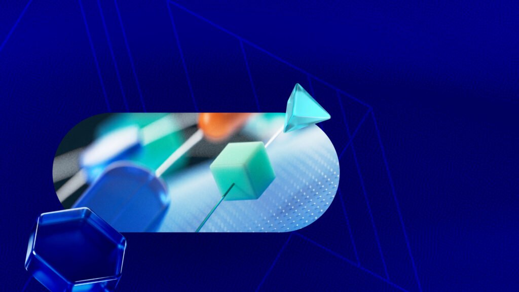 “Building and Scaling AI Applications on Elastic Cloud Platforms” Abstract shapes against a dark blue background